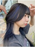 インナー ブルー【中野美容室/インナーカラー/ブリーチ/カラー】