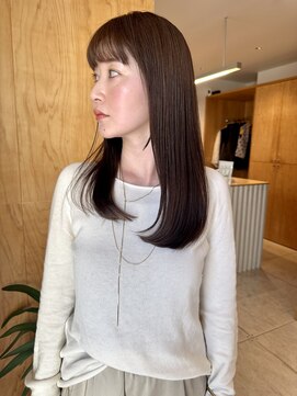 リノア 鵠沼海岸(LINOA) デザインカラー/レイヤーカット/ウェットヘア/オリーブベージュ