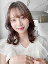 ホワイトグレージュミニウルフデジタルパーマチェリーブラウン