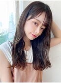 シャギーレイヤー韓国ワンホンヘアシースルーぱっつん前髪