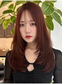 ハイライトカラーミルクティーベージュレイヤーカット