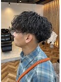 刈り上げマッシュ×波巻きパーマ