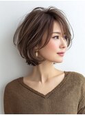 白髪ぼかし脱白髪染め似合わせショートボブ40代50代60代