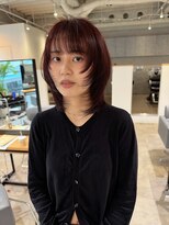 ヘアーズルネッタアベノ(HAIR'S Lunetta abeno)&nbsp;【大阪/天王寺】ミディアムハッシュカット×ボルドーカラー