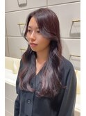 韓国風ロング 赤味チョコレートブラウン