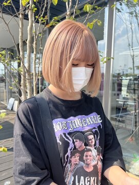 アース コアフュールボーテ 松本庄内店(EARTH coiffure beaute) ミルクティー_ケアブリーチ_ハイトーン_ボブ