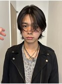 =メンズボブ/メンズロング/ダークアッシュ/ニュアンスパーマ