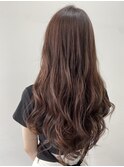 カシスカラー　デジタルパーマ　コテ巻き　無重力パーマ　ロング