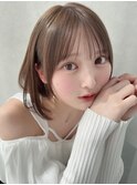 ボブシースルーぱっつん前髪おくれ毛ロブミディアムロング