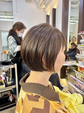 ヘアアーク(HAIR arc) ショートボブ#前下がり#ニュアンスカラー#ひし形#くびれかわいい