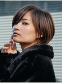 横浜西口切りっぱなしミニボブショートレイヤー前下がり前髪なし