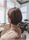 ミセスショートボブ白髪ぼかし