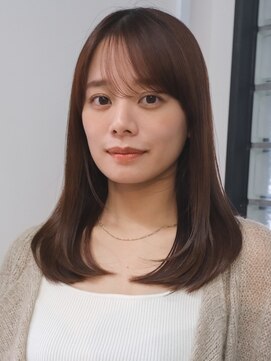 ガーデン 銀座(GARDEN) 小顔ストレートレイヤー/シースルーバング/暗めカラー・ベージュ