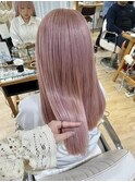 ペールピンク　ハイトーン　ケアブリーチ　ロング　暖色横浜★