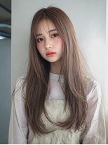 レア 新越谷(LEA) 韓国風ウェーブレイヤー × ミルクティーベージュ