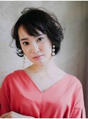 小顔ひし形ショートボブ×ボブパーマヘア20代30代40代