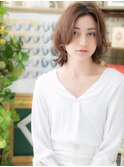 センターパートくせ毛風前下がりボブウルフa川口20代30代40代