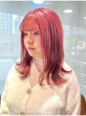 青みピンクがかわいいアッシュピンク/ブリーチありカラー