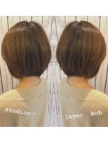 スタジオ アルファプラス 日暮里店(studio α+)&nbsp;ステップボーンカットカットボブショートハイライト白髪ぼかし