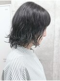 <くせ毛風ボブくせ毛カット切りっぱなしボブ耳かけボブ30代40代1