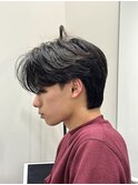 メンズセンターパートウルフセンターパートニュアンスパーマ襟足