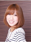 前髪パッツンワンレンボブ