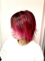 ヘアーライズ 池袋東口店(hair RISE) ハイライトバレイヤージュレッドよりピンク