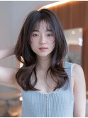 大人かわいい前髪セシルカットココアブラウンフリンジウェーブ