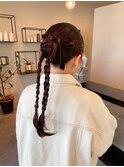 結婚式ヘアアレンジヘアセットお呼ばれヘア成人式ヘア編みおろし
