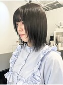 切りっぱなしボブ姫カットレイヤー似合わせカットオフブラック