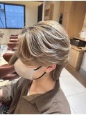 メンズバレイヤージュシャドールーツ刈り上げセンターパート新宿