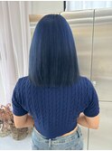 20代ブルーカラーブリーチダブルカラーネイビーカラー岡山カラー