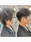 メンズヘアカット短髪フェード刈り上げダークブラウンショート☆