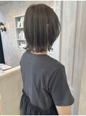 福山市Caary春夏抜け感くびれボブ顔周りレイヤーくすみベージュ