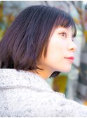 パープルブラウンの切りっぱなしボブ☆relian青山