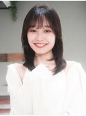 大人かわいい顔まわりレイヤー小顔シースルー前髪艶髪ストレート