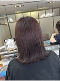 透明感カラー ダークボルドー 切りっぱなしボブ