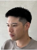 メンズカットベリーショートアップバングツーブロック刈り上げ