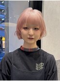 ★美髪愛されショートボブピンクカラーパステルカラー