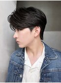 韓国マッシュブルーブラックフェザーパーマ_ba510991