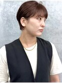 耳掛けショートマッシュショートピンクブラウンショートヘア