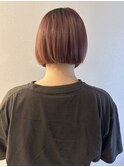 ミニボブ/暖色カラー/顔まわり/ブリーチなしダブルカラー/20代