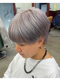ホワイトシルバーグレーシースルーマッシュ
