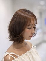 エアー 銀座タワー(AIR)&nbsp;ボブミディアムレイヤー透明感カラーブリーチ無しベージュ