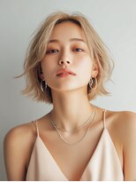 ロッソ 大橋店(Rosso) ラフな毛先のハイトーンベージュボブ【大橋】
