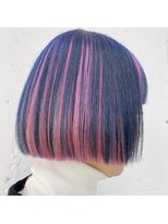 クク(QUQU)&nbsp;ピンクネイビーコントラストボブ