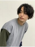 メンズセンターパートコンマヘア