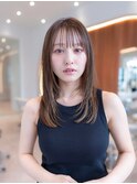 20代30代大人かわいい斜めバング/シルキーベージュ/小顔レイヤー