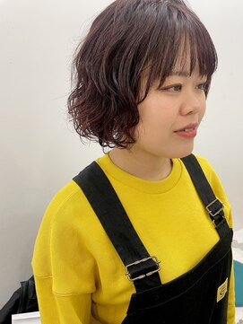 エンドリンク(endlink) レッドカラー×クリッとパーマボブ