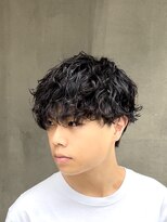 リンダ(LYNDA)&nbsp;無造作パーマ/メンズショート/ダークアッシュ/ベリーショート